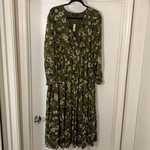 Madewell floral tiered midi dress